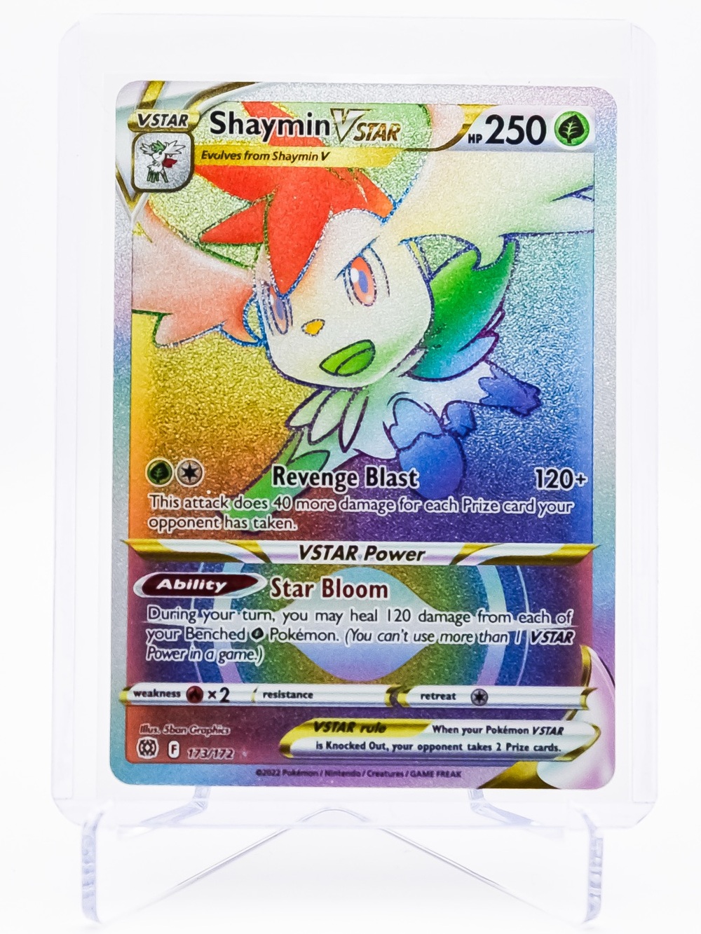 Pokemon Card Shaymin 173/172 VSTAR Rainbow Ultra Rare Holo Brilliant Stars NM